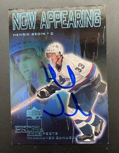 2000-01 Upper Deck Pros & Prospects Now Appearing - Henrik Sedin Auto 🔥 - Imagen 1 de 5