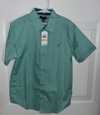 NWT Boys Size 10/12 Spearmint Colored Nautica Short Sleeve Button Shirt - Image 1 of 3