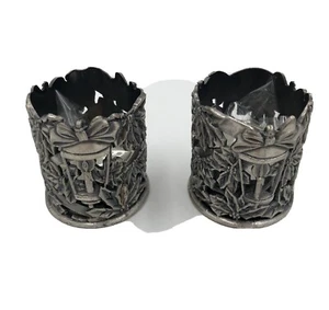 Set Of 2 Pewter Candle Holder - Picture 1 of 4