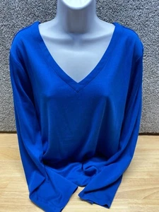 J.Jill 2X Simply Supima® Side-Slit Tunic Oceanic Blue Long Sleeve V Neck NWT - Picture 1 of 12
