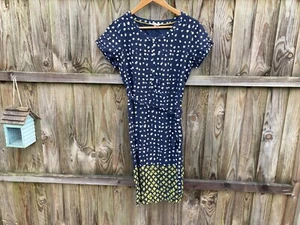 WHITE STUFF NAVY ABSTRACT SHORT SLEEVE PENCIL DRESS UK 12 MEDIUM MODAL ZZ - Picture 1 of 8