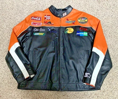 Chase Authentics Tony Stewart Home Depot NASCAR Leather Jacket Starter Size XL Cover