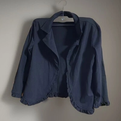 Grace Karin Open Front Jacket  Black Knit Ruffle Trim Long Sleeve Women's Sz Sm - Image 1 of 4