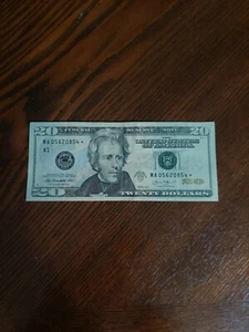 STAR NOTE * MA05620854* 2013 $20 DOLLAR BILL Federal Reserve Note, great shape - Picture 1 of 6