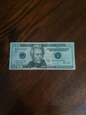 STAR NOTE * MA05620854* 2013 $20 DOLLAR BILL Federal Reserve Note, great shape - Image 1 of 4