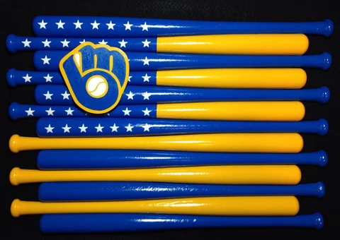 Milwaukee Brewers Custom Baseball Bat Flag (Throwback Logo) Cover