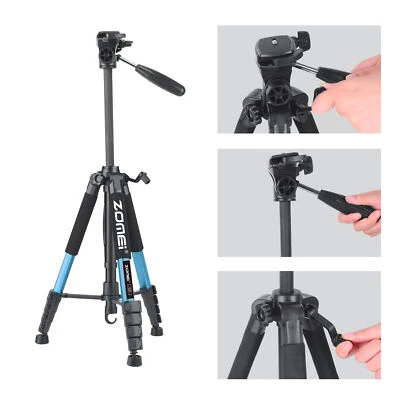 74 inch tripod, aluminum professional tripod, DSLR camera tripod ZOMEI blue - Image 1 of 4