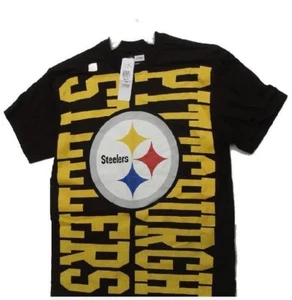 Pittsburgh Steelers Shirt 100% Cotton Round Emblem - Picture 1 of 2