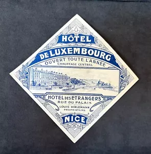 HOTEL DE LUXEMBOURG HOTEL DES ESTRANGERS SCHÖNES FRANKREICH GEPÄCKETIKETT - LINIENGRAVUR - Bild 1 von 3