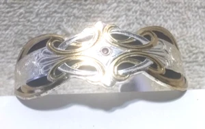 Montana Silberschmiede Armband Gold Crossing Silber Wirbel roter Stein toll Vintage - Bild 1 von 11