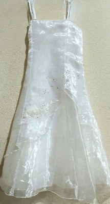 NIÑAS TALLA 2T ~ VESTIDO DE CONCURSO CON SUPERPOSICIÓN BRILLANTE DE NIÑA FLOR LENTEJUELAS BLANCAS ~ USADO EN EXCELENTE ESTADO Foto 1 de 4