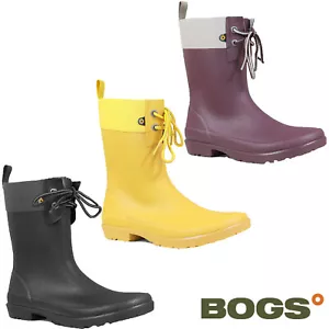Stivali estivi leggeri Bogs Wellingtons pizzo 2 occhi donna gomma morbida flora di polpaccio - Foto 1 di 16