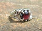 ? Ring 2 Snakes Hold Garnet Red Stone of The January Silver 925 Size 20