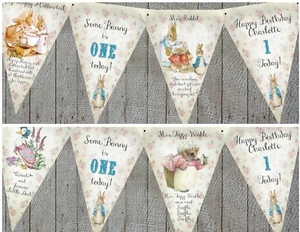 5m Rabbits and Woodland Characters Bunting/Banner - Pink or Blue  - Picture 1 of 4