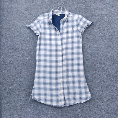 Vestido Lucky Brand Niñas XL Camisa Azul A Cuadros Mangas Abertura Abotonada Forrado Algodón Foto 1 de 4