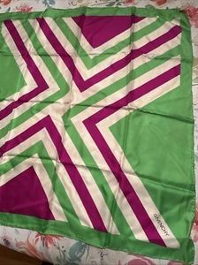 Givenchy Silk Scarf Vintage Geometric Logo Purple Green 30 x 30 inch square Tags - Picture 1 of 10