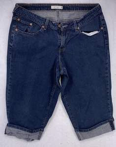 Levis 542 Jeans Women's 16 Stretch Cuffed Denim Cropped Capri Pants Blue - Picture 1 of 11
