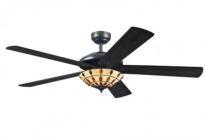 132 cm 52 inch ceiling fan light Westinghouse Comet Tiffany Brown with pull cord - Image 1 of 4