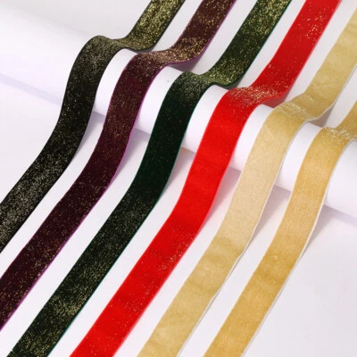 9m Doré Brillant Velours Ruban Simple Visage Sequin Bord Sangles DIY Vêtements - Photo 1/4