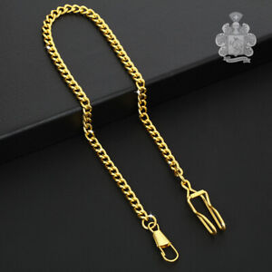 Gold Plated Pocket Watch Chain & Swivel FOB High Quality! 
