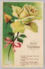 Nash~608-3~Heartiest Congratulations~Yellow Rose & Pink Ribbon~PM 1910 Postcard