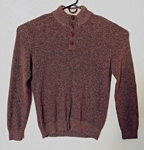 GH Bass & Co Herren olivgrün XL Knopf meliert Pullover Faux Sherpa Nackenband - Bild 1 von 5