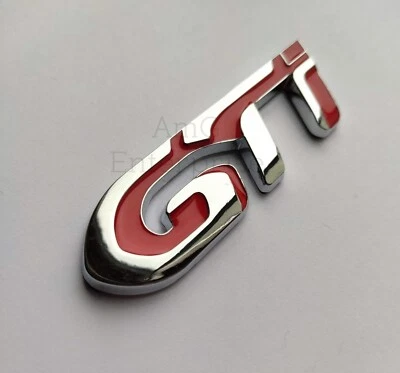 Silver Chrome & Gloss Red Metal Tailgate Car Badge for Peugeot 208 GTi 308 207 - Image 1 of 3