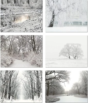 Winter Scenes Cards-Blank Inside with Envelopes-5.5"x4.25"-12 or 24 Packs - Image 1 of 4