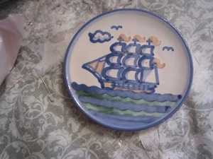 Vintage M.A. Hadley Pottery Ship Nautical Salad Dessert Plate 6" - Picture 1 of 2
