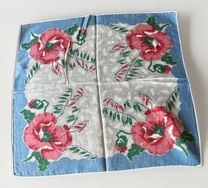 Vintage Ladies Cotton Floral Handkerchief 12 X 12.5 - Picture 1 of 3