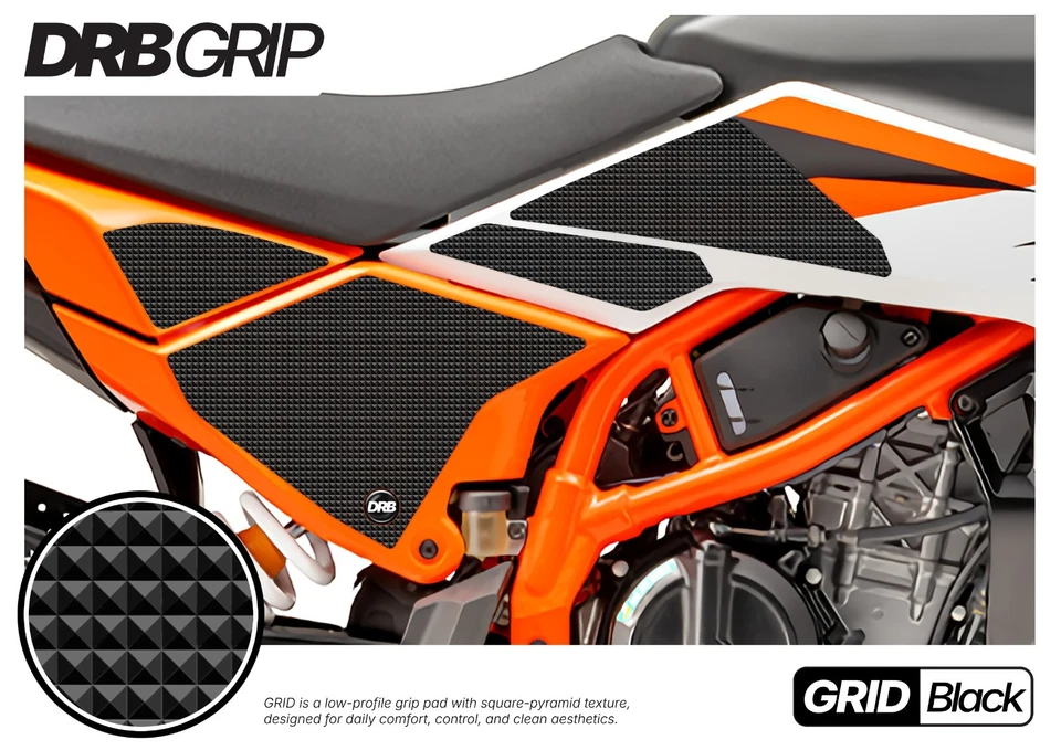 DRB Grip For KTM 390 SMC R (2025~) Tank Grips (GRID/Black) - Image 1 of 2