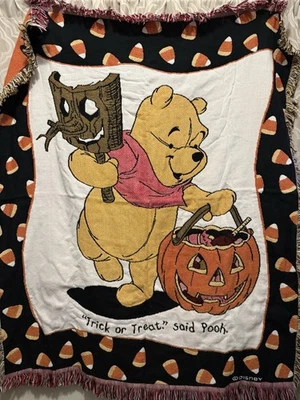 Winnie The Pooh Halloween Throw Blanket - Beacon Brand 62x44 Vintage Disney - Image 1 of 4