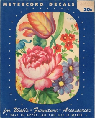 Calcomanía vintage Meyercord 896-A ramo mixto tulipán peonía cosmos Foto 1 de 3