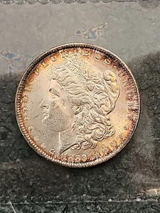 MORGAN SILVER DOLLAR 1889 FROSTY BLAZING BU+++ NICE COIN - Picture 1 of 2