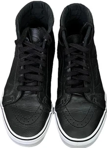 Vans & Peanuts Womens 8 SK8 Hi Reissue Snoopy Embossed Black Leather Shoes - Picture 1 of 8