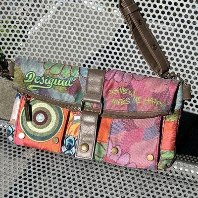 Desigual Bag Crossbody Foldover Rainbow Makes Me Happy Purse 29X5183 Bright FUN - Image 1 of 4