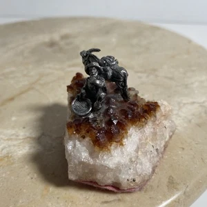 Pewter gold Miner with donkey on a beautiful quartz - Picture 1 of 7