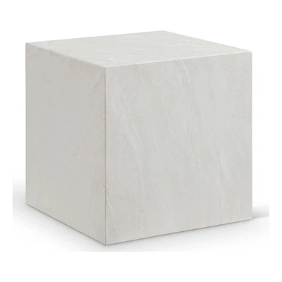 Meridian Furniture Off White Marble Finish Concrete Indoor/Outdoor End Table - Image 1 of 4