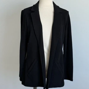 NEW Matty M Women Knit Boyfriend Blazer Open Front Stretch Black Career Size L - Picture 1 of 8
