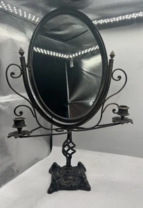 Vintage Metal Tabletop Mirror With Candle Sconces Double Arm Ornate 23”x17” - Picture 1 of 18