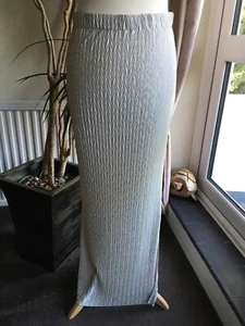 Ladies NEXT Long Silver Slit Skirt Size UK 10/EUR 38 - Picture 1 of 8