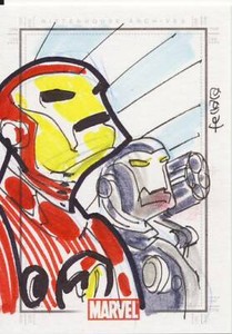 2010 Marvel Heroes and Villains Sketch Card Ferrara Iron Man War Machine