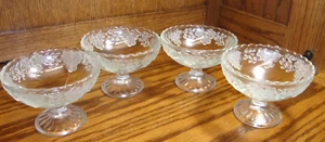 Set (4) Vintage Klarschliff Matt Traubengläser Fuß Desert/Sherbert Schalen 759 - Bild 1 von 6