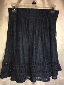 Xhilaration Damen indigoblau Lagenlook Spitze elastische Taille Rock Größe Small neu mit Etikett - Bild 1 von 7