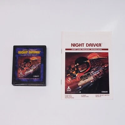 Atari Night Driver (Atari 2600, 1978) Cartridge with Manual - Image 1 of 3