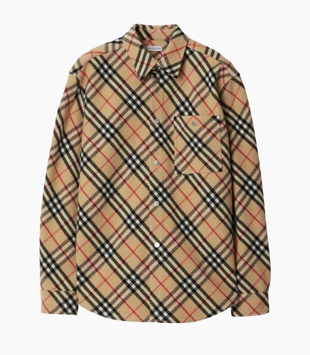 Cappotto sopracamicia uomo Burberry check lana piccolo nuovo con etichetta