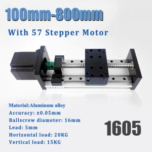 1605 Ball Screw Linear Double 100-800mm Rail Motion Slide Table 57 Stepper Motor - Picture 1 of 15