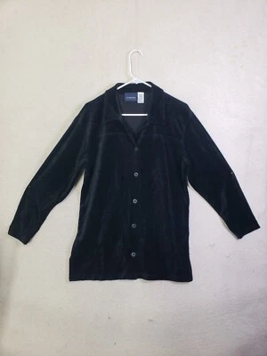 Chándal deportivo Liz Claiborne para mujer mediano negro mezcla de algodón con cuello abotonado Foto 1 de 4