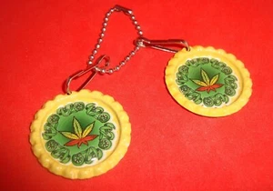 #2 MARIJUANA Leaf " 420 " Bottle Cap Zipper pull Charms, I.D. Tags w/Bead Chain  - Picture 1 of 3