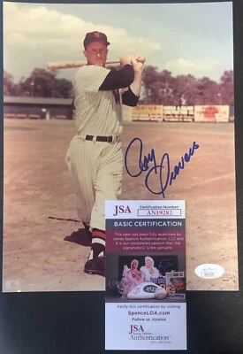 Roy Sievers Washington Senators Autograph Signature 8"x10" Photo JSA Certified - Image 1 of 4